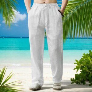 NWOT BILL EDWARDS (36) 100% Italian Linen White Side Pockets